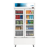 35 in. Commercial 2-Glass Door Merchandiser Refrigerator, 16.5 cu. ft. in White (KM-MDR-2GD-35)